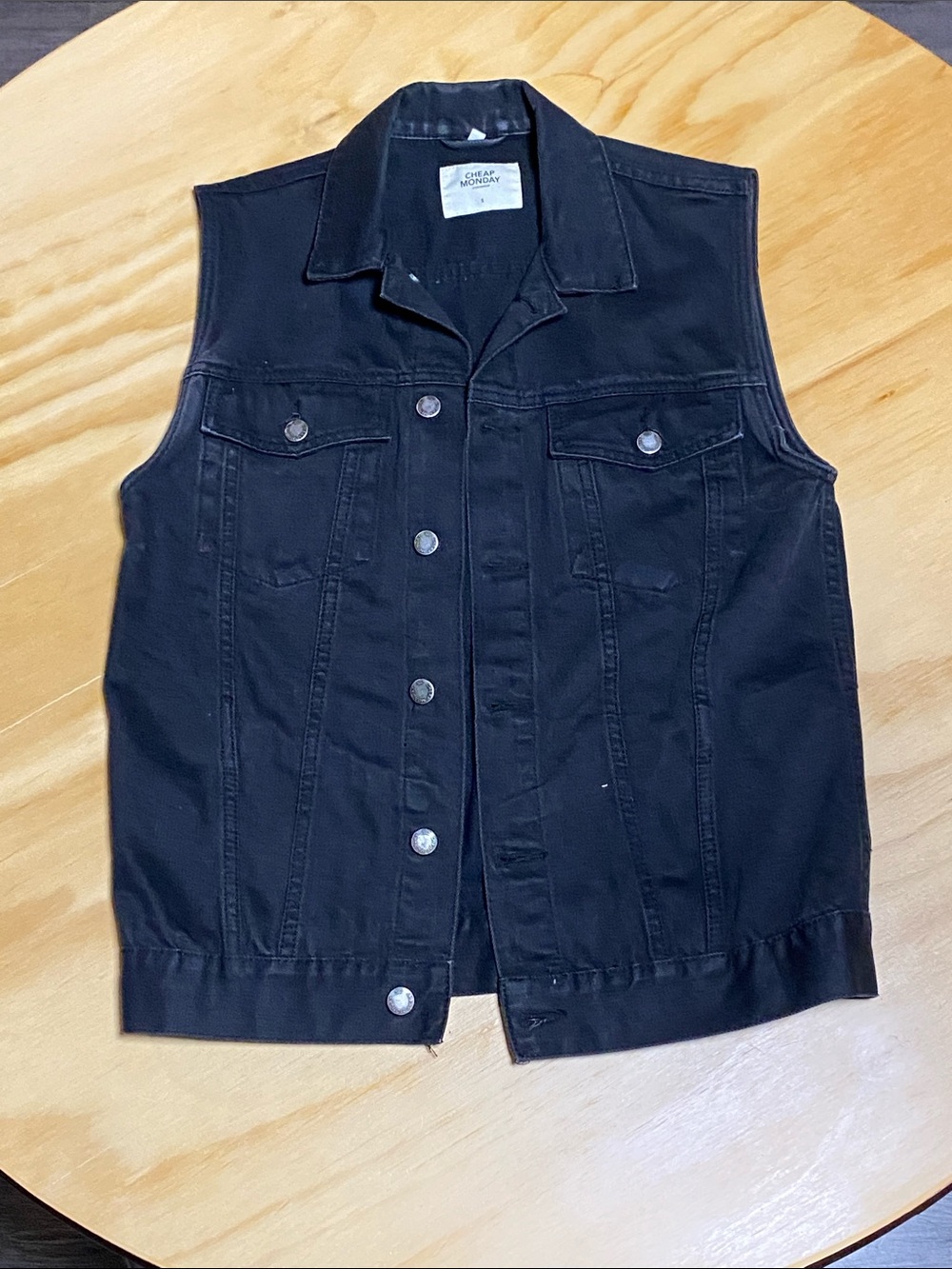 Cheap Monday Black Sleeveless Denim Jacket Vest